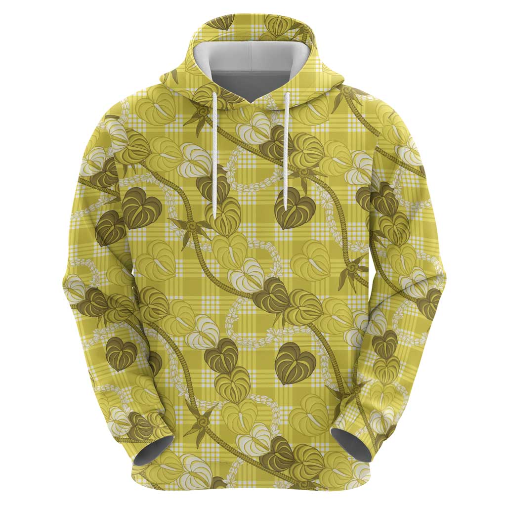 Anthurium Pikake Ti Leaf Palaka Zip Hoodie Yellow Version LT01 - Polynesian Pride