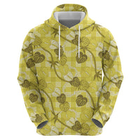 Anthurium Pikake Ti Leaf Palaka Zip Hoodie Yellow Version LT01 - Polynesian Pride