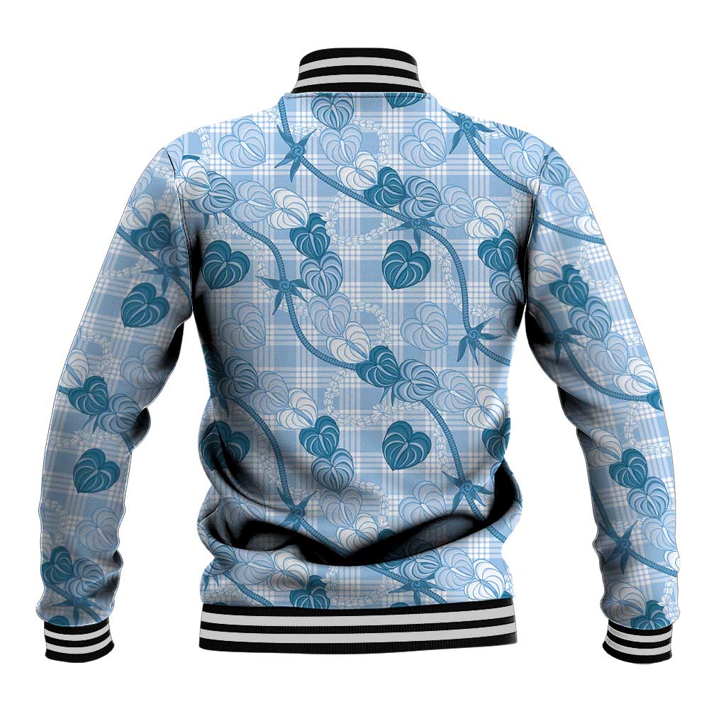 Anthurium Pikake Ti Leaf Palaka Baseball Jacket Blue Version LT01 - Polynesian Pride