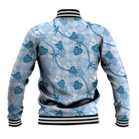 Anthurium Pikake Ti Leaf Palaka Baseball Jacket Blue Version LT01 - Polynesian Pride