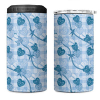 Anthurium Pikake Ti Leaf Palaka 4 in 1 Can Cooler Tumbler Blue Version