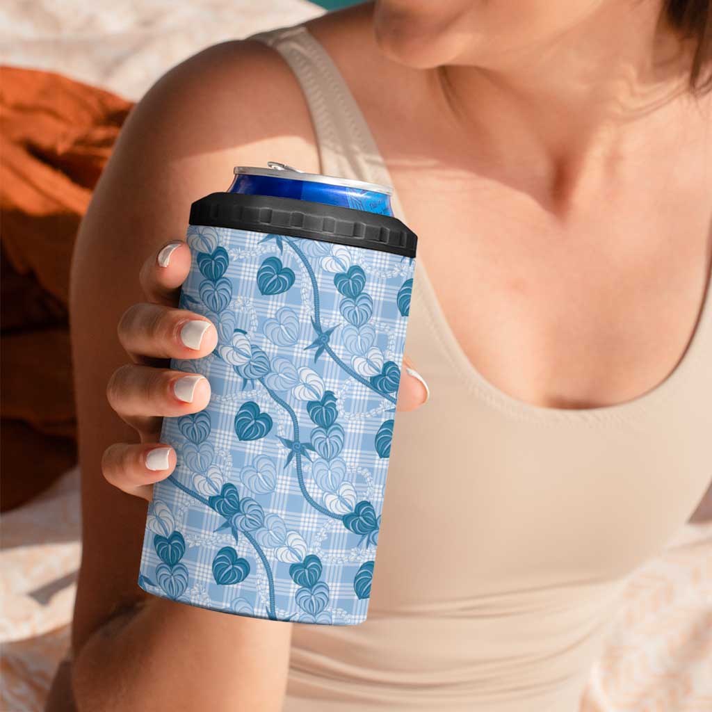 Anthurium Pikake Ti Leaf Palaka 4 in 1 Can Cooler Tumbler Blue Version