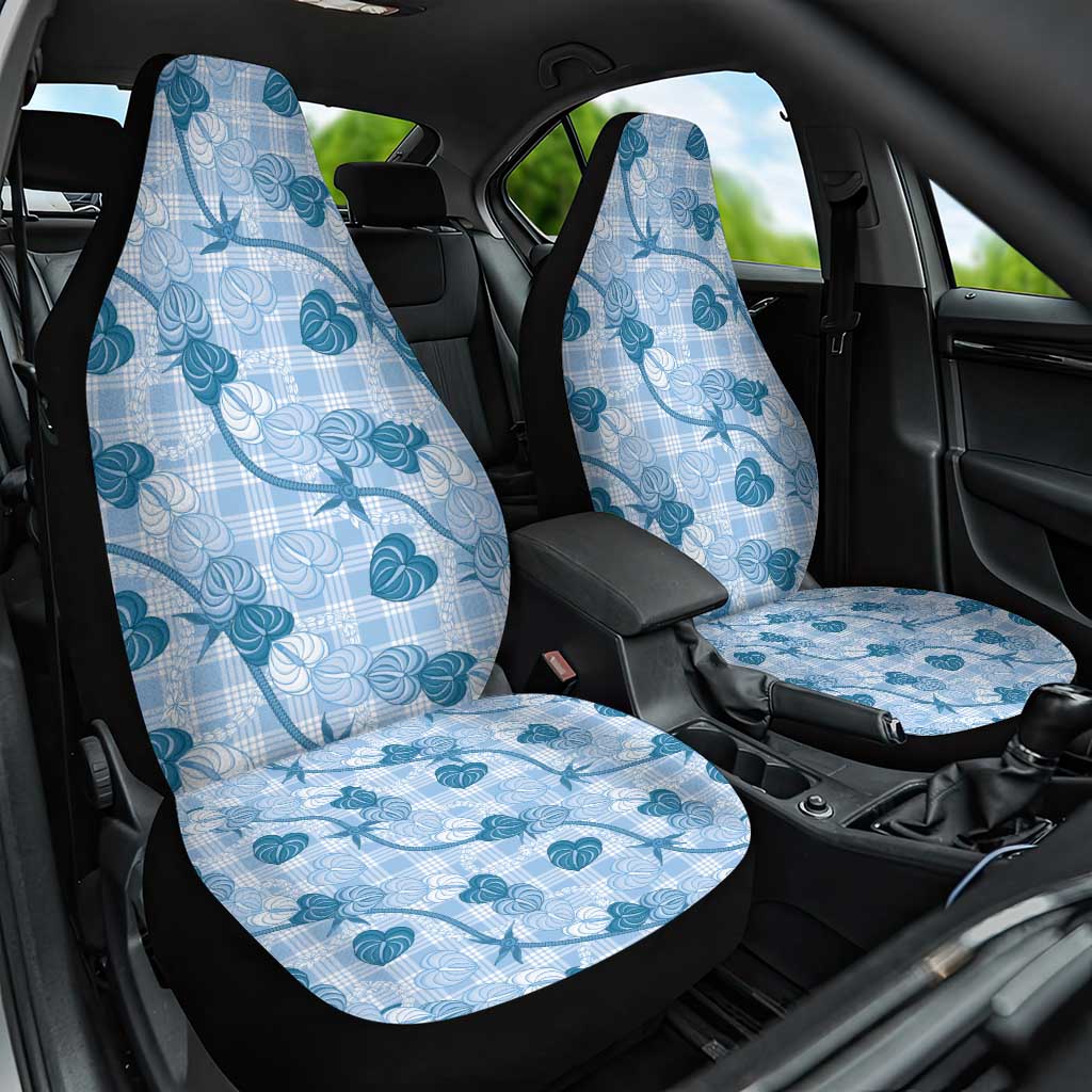 Anthurium Pikake Ti Leaf Palaka Car Seat Cover Blue Version LT01 One Size Blue - Polynesian Pride