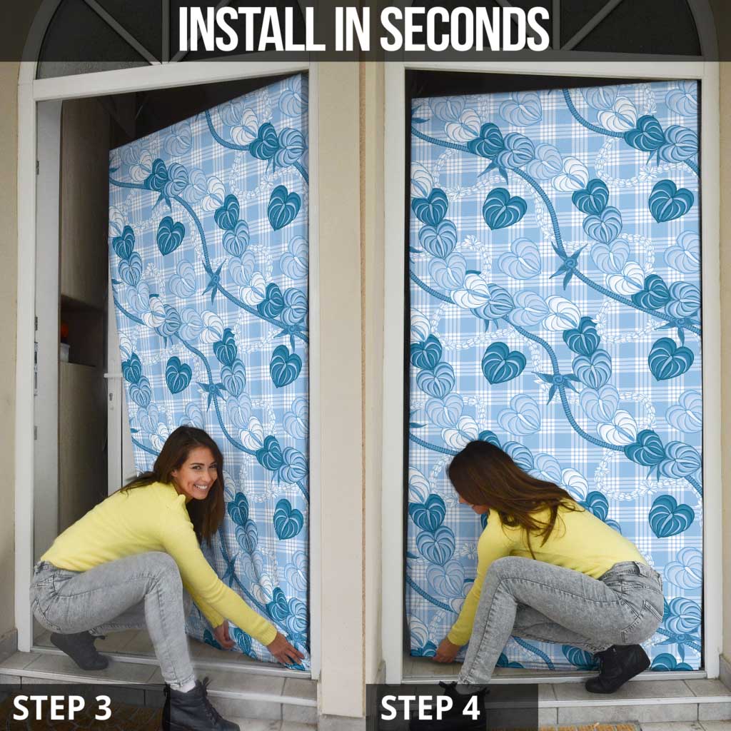 Anthurium Pikake Ti Leaf Palaka Door Cover Blue Version