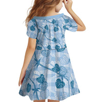 Anthurium Pikake Ti Leaf Palaka Family Matching Off Shoulder Maxi Dress and Hawaiian Shirt Blue Version