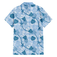 Anthurium Pikake Ti Leaf Palaka Family Matching Tank Maxi Dress and Hawaiian Shirt Blue Version LT01 - Polynesian Pride