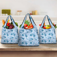 Anthurium Pikake Ti Leaf Palaka Grocery Bag Blue Version