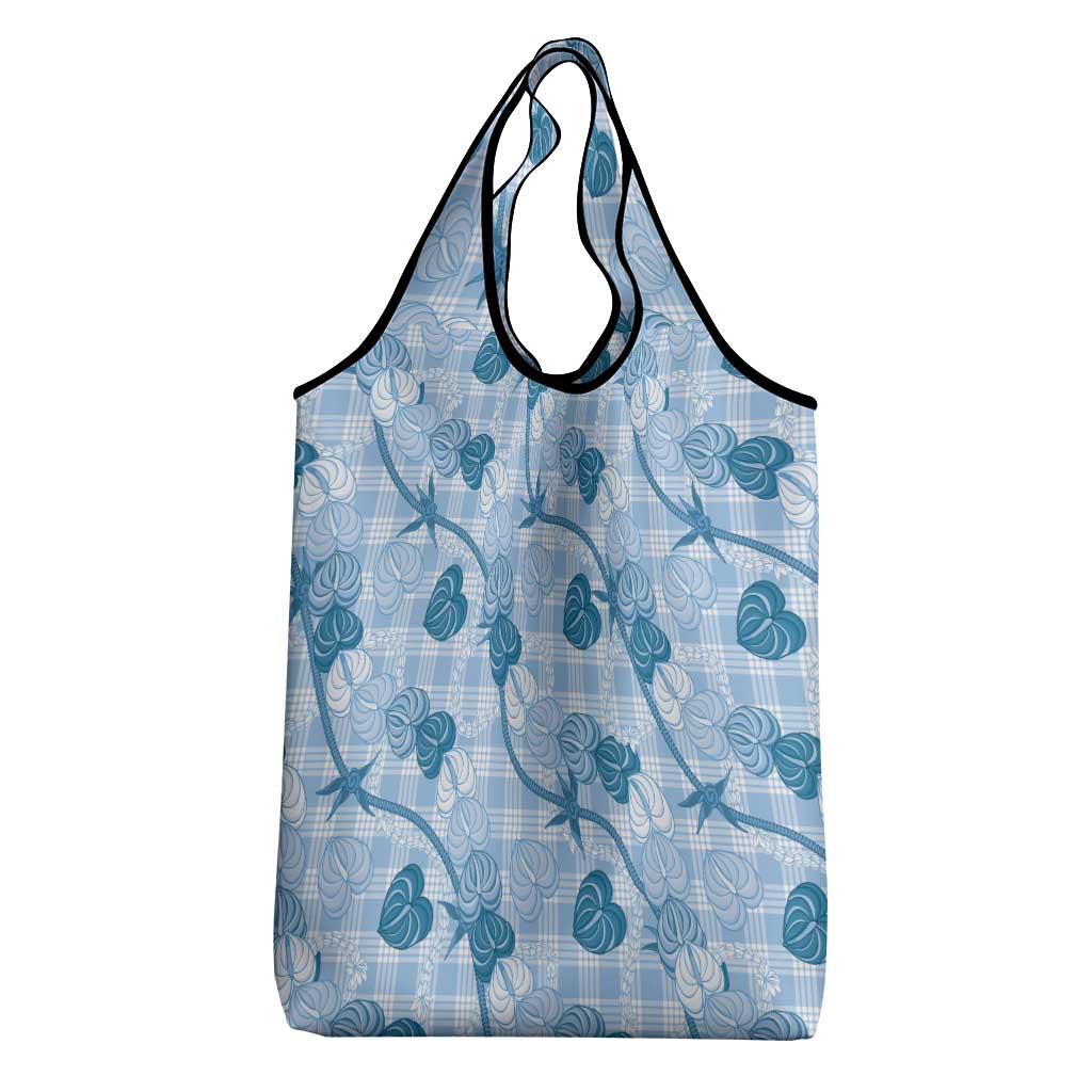 Anthurium Pikake Ti Leaf Palaka Grocery Bag Blue Version