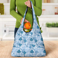Anthurium Pikake Ti Leaf Palaka Grocery Bag Blue Version