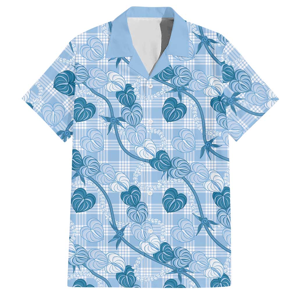 Anthurium Pikake Ti Leaf Palaka Hawaiian Shirt Blue Version LT01 Blue - Polynesian Pride