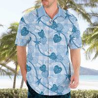 Anthurium Pikake Ti Leaf Palaka Hawaiian Shirt Blue Version LT01 - Polynesian Pride