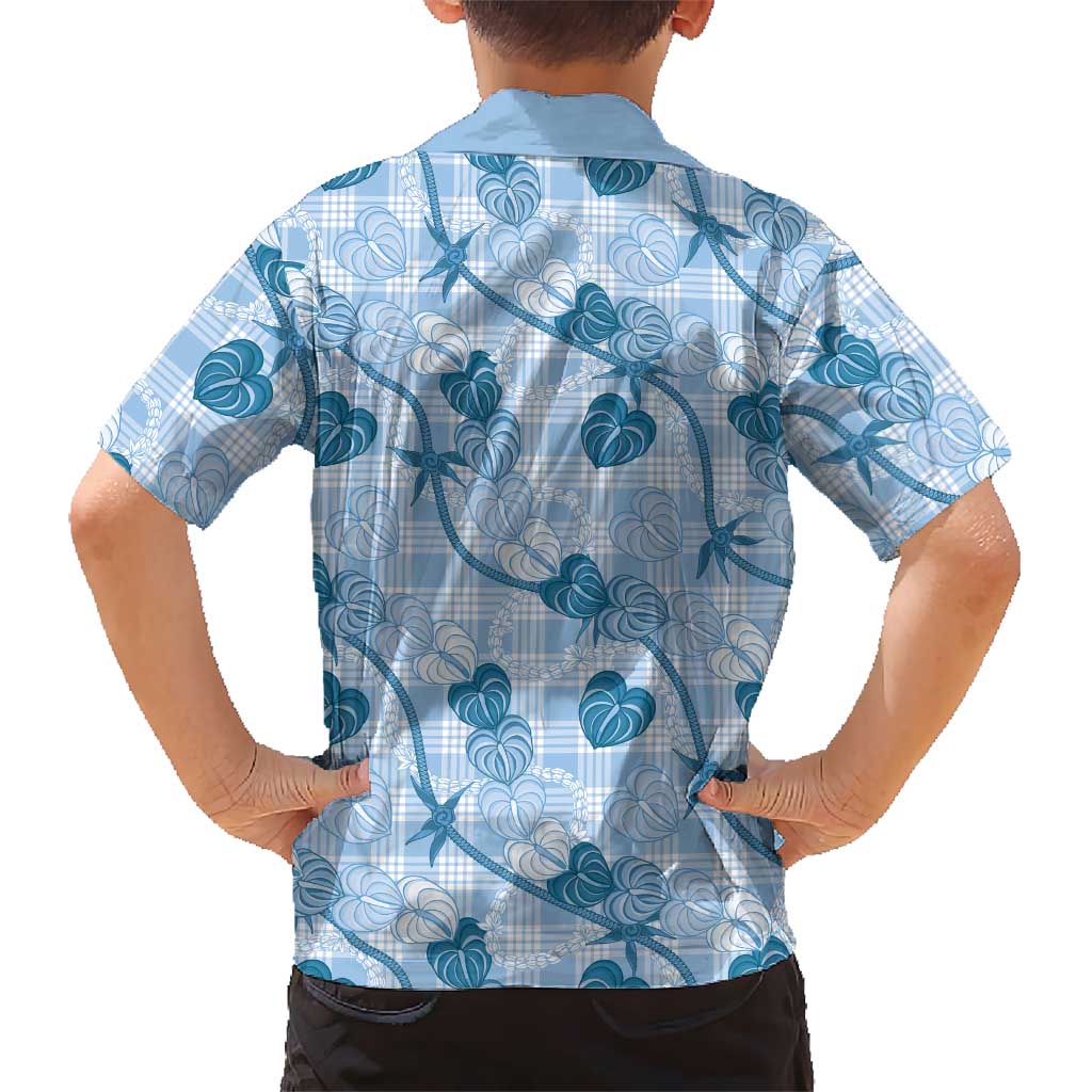 Anthurium Pikake Ti Leaf Palaka Hawaiian Shirt Blue Version LT01 - Polynesian Pride