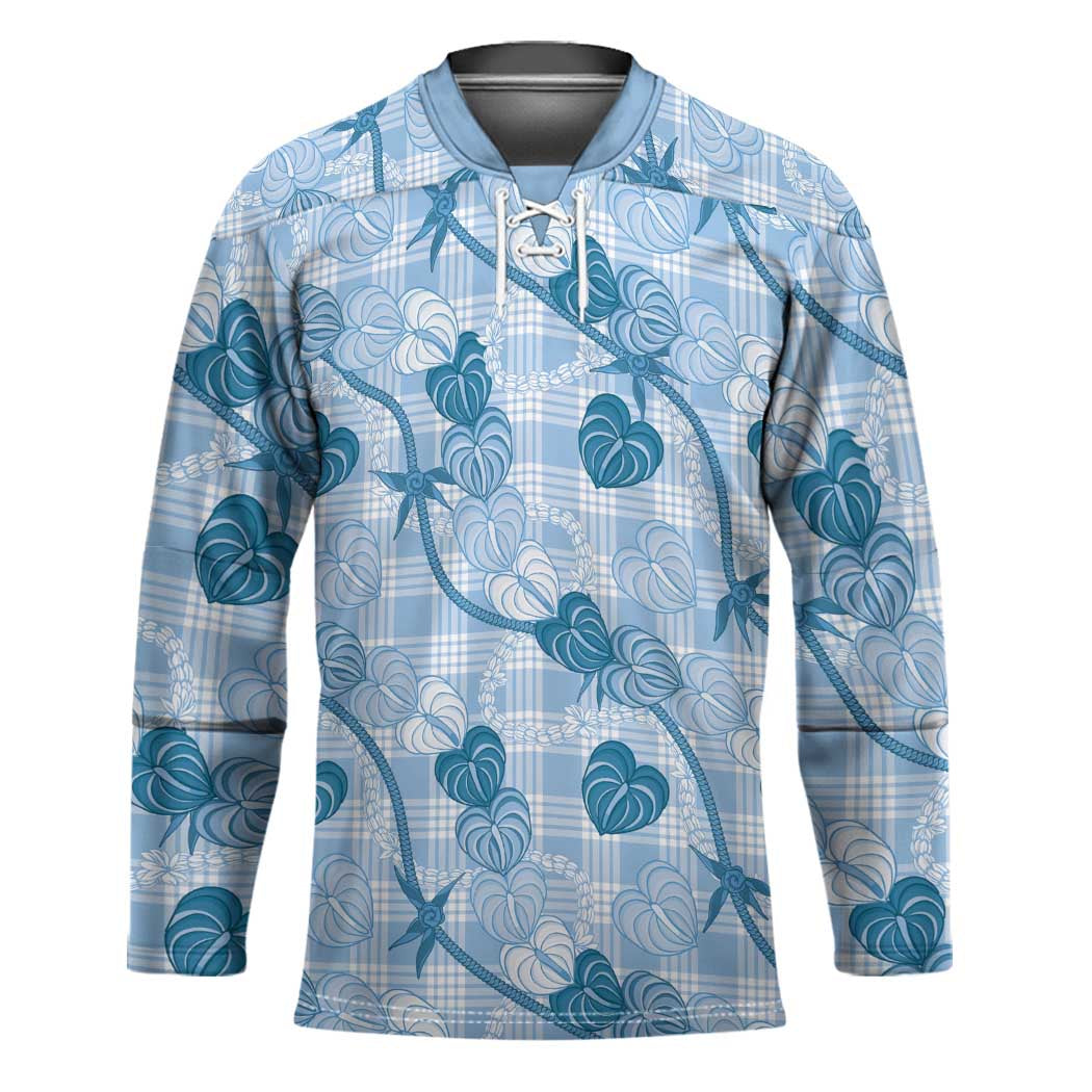 Anthurium Pikake Ti Leaf Palaka Hockey Jersey Blue Version