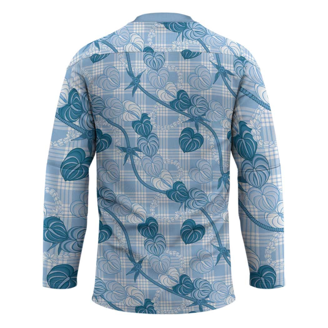 Anthurium Pikake Ti Leaf Palaka Hockey Jersey Blue Version