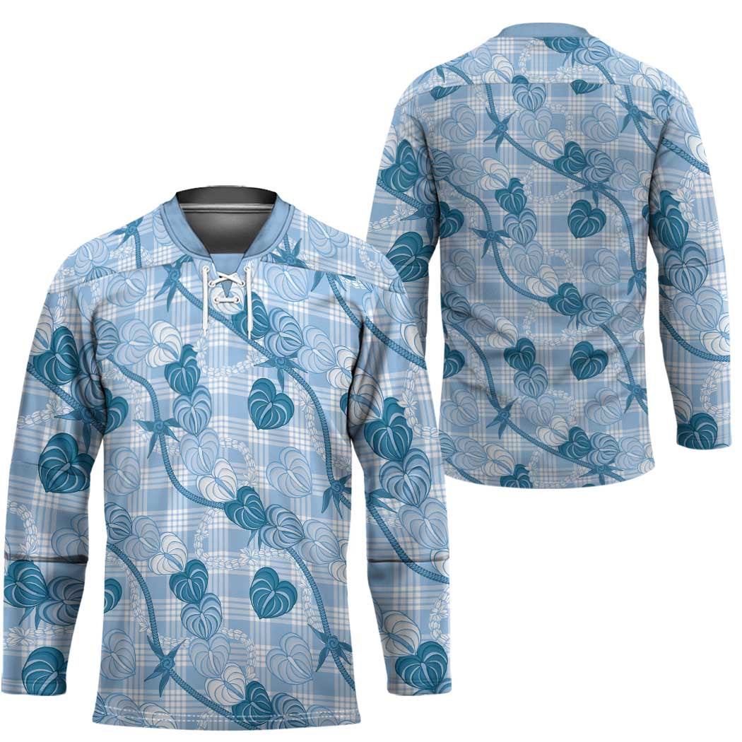 Anthurium Pikake Ti Leaf Palaka Hockey Jersey Blue Version