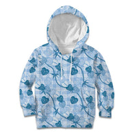 Anthurium Pikake Ti Leaf Palaka Kid Hoodie Blue Version LT01 Hoodie Blue - Polynesian Pride