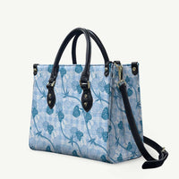 Anthurium Pikake Ti Leaf Palaka Leather Bag Blue Version LT01 Blue - Polynesian Pride