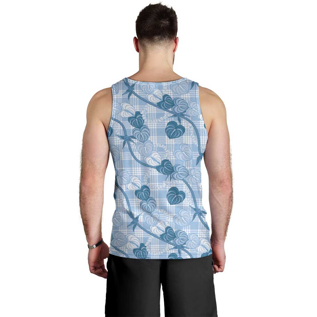 Anthurium Pikake Ti Leaf Palaka Men Tank Top Blue Version LT01 - Polynesian Pride