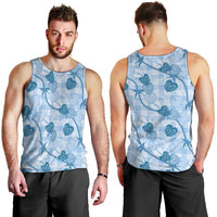 Anthurium Pikake Ti Leaf Palaka Men Tank Top Blue Version LT01 - Polynesian Pride