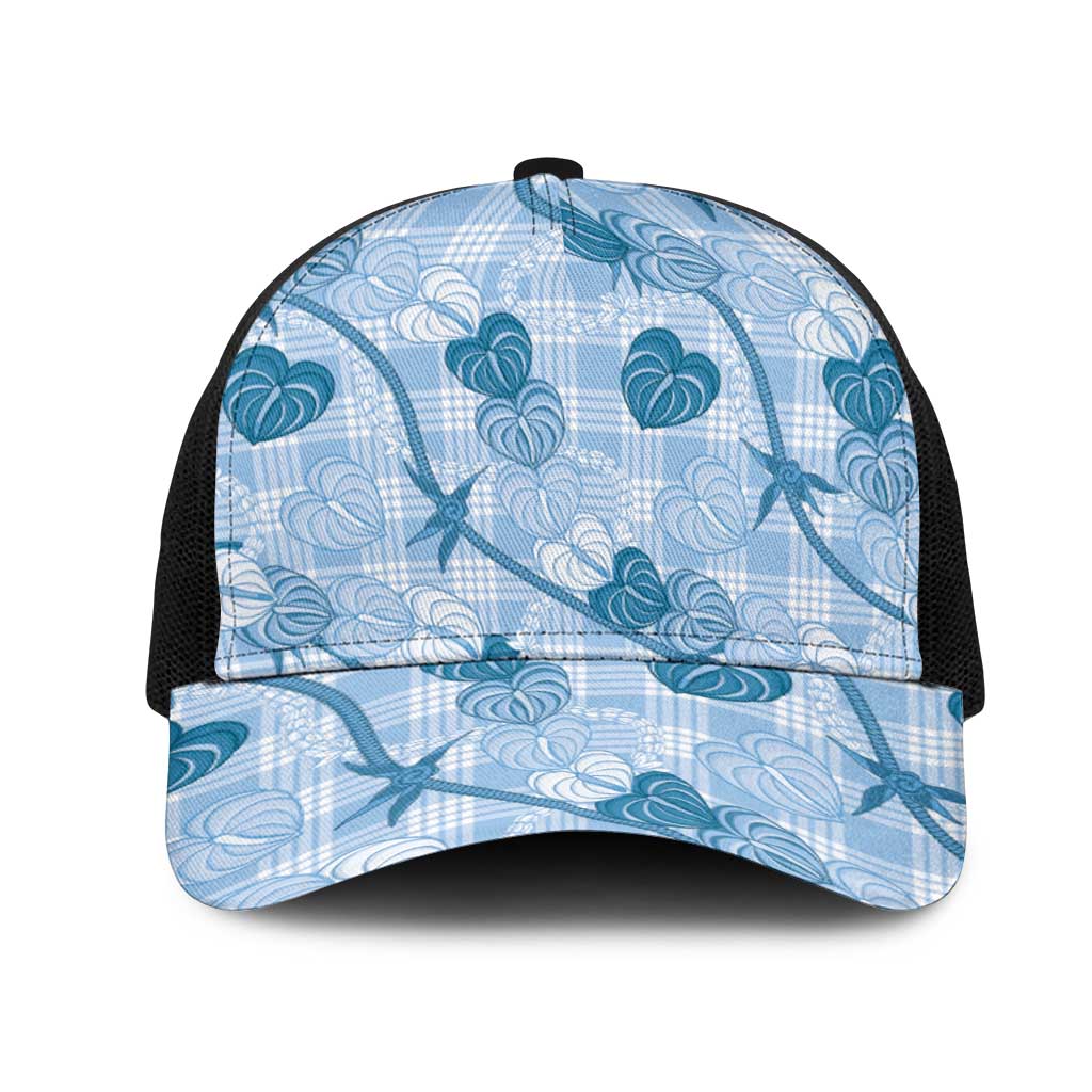 Anthurium Pikake Ti Leaf Palaka Mesh Trucker Cap Blue Version