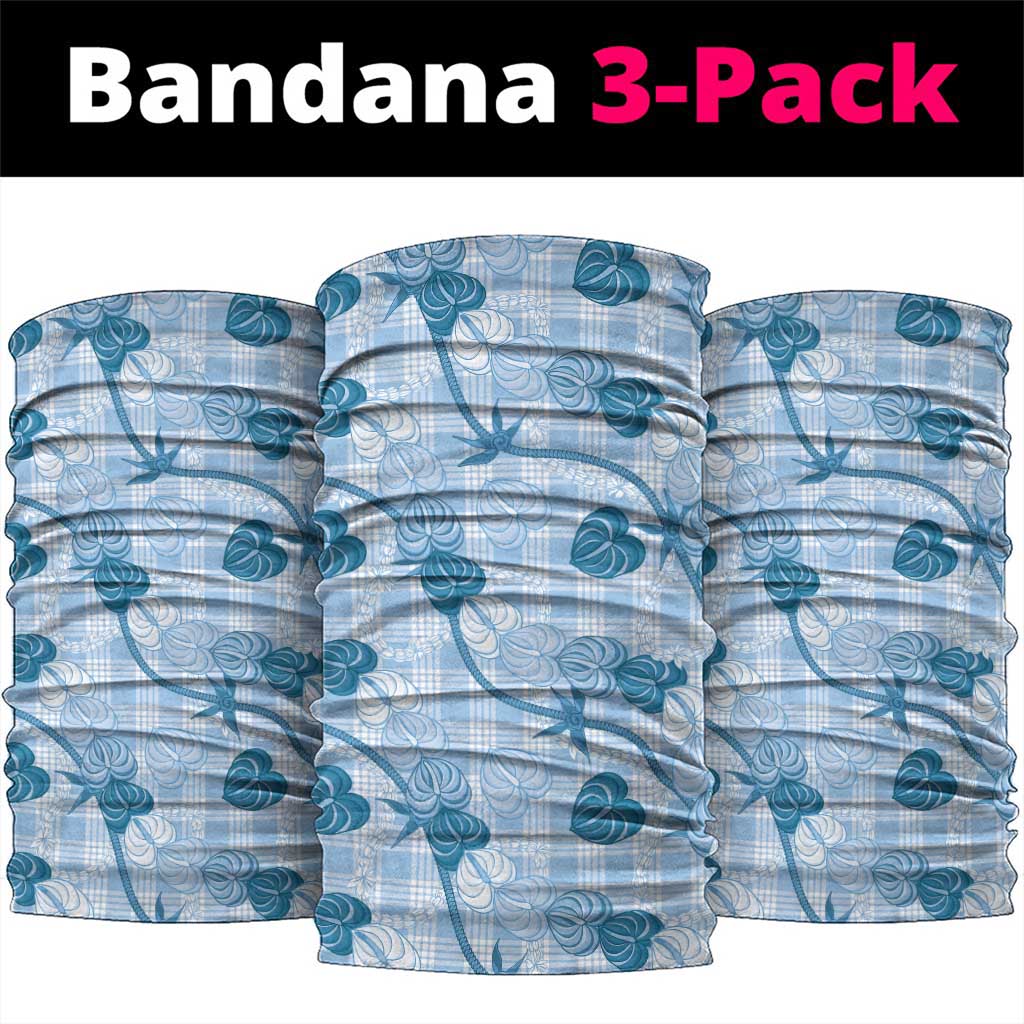 Anthurium Pikake Ti Leaf Palaka Neck Gaiter Blue Version LT01 package One Size: 25*50cm Blue - Polynesian Pride
