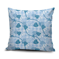 Anthurium Pikake Ti Leaf Palaka Pillow Cover Blue Version LT01 Blue - Polynesian Pride