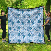 Anthurium Pikake Ti Leaf Palaka Quilt Blue Version