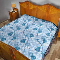 Anthurium Pikake Ti Leaf Palaka Quilt Blue Version