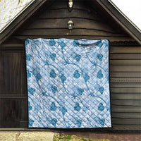 Anthurium Pikake Ti Leaf Palaka Quilt Blue Version