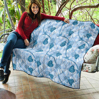 Anthurium Pikake Ti Leaf Palaka Quilt Blue Version