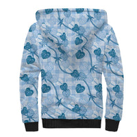 Anthurium Pikake Ti Leaf Palaka Sherpa Hoodie Blue Version LT01 - Polynesian Pride