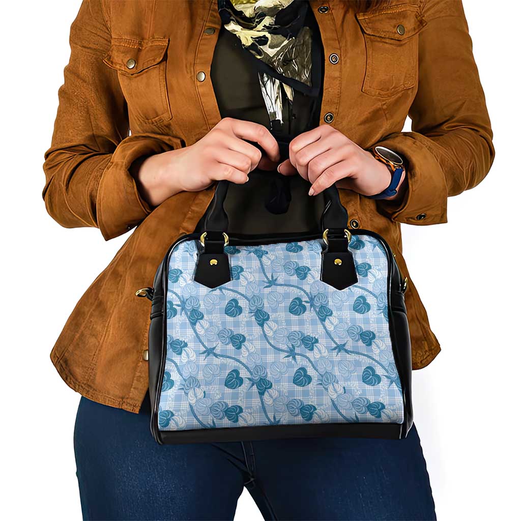 Anthurium Pikake Ti Leaf Palaka Shoulder Handbag Blue Version
