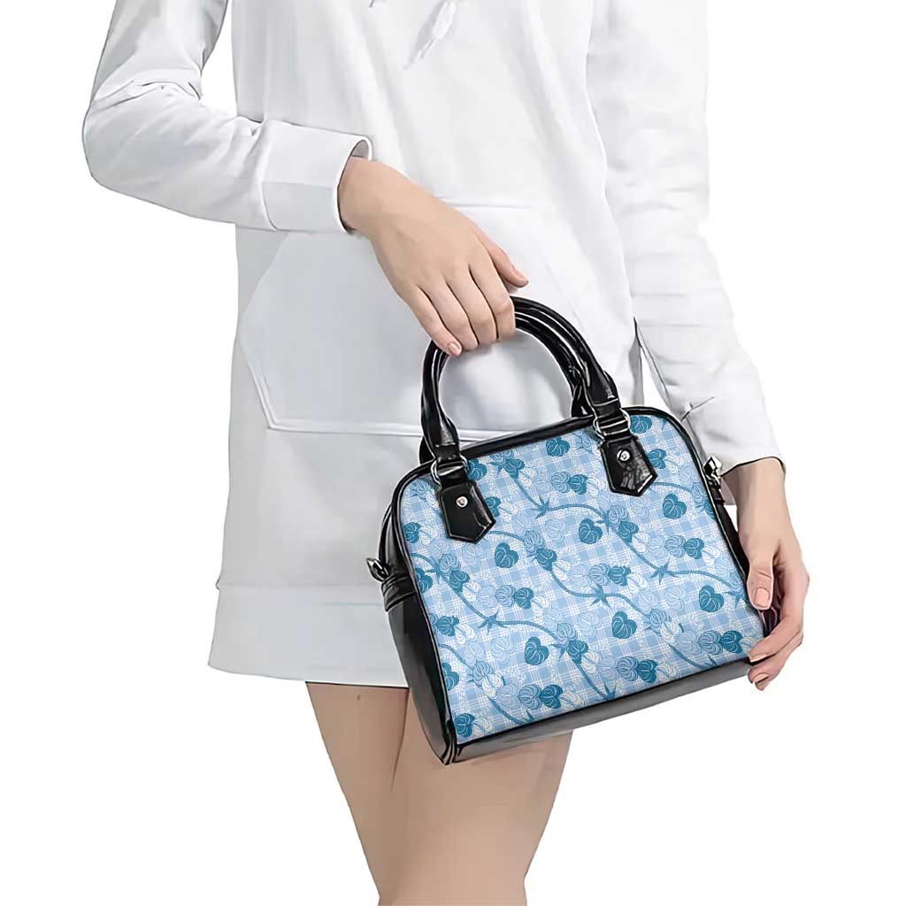 Anthurium Pikake Ti Leaf Palaka Shoulder Handbag Blue Version