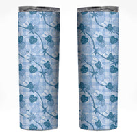 Anthurium Pikake Ti Leaf Palaka Skinny Tumbler Blue Version LT01 Blue - Polynesian Pride