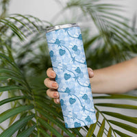 Anthurium Pikake Ti Leaf Palaka Skinny Tumbler Blue Version LT01 - Polynesian Pride