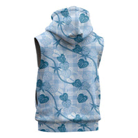 Anthurium Pikake Ti Leaf Palaka Sleeveless Zip Hoodie Blue Version LT01 - Polynesian Pride