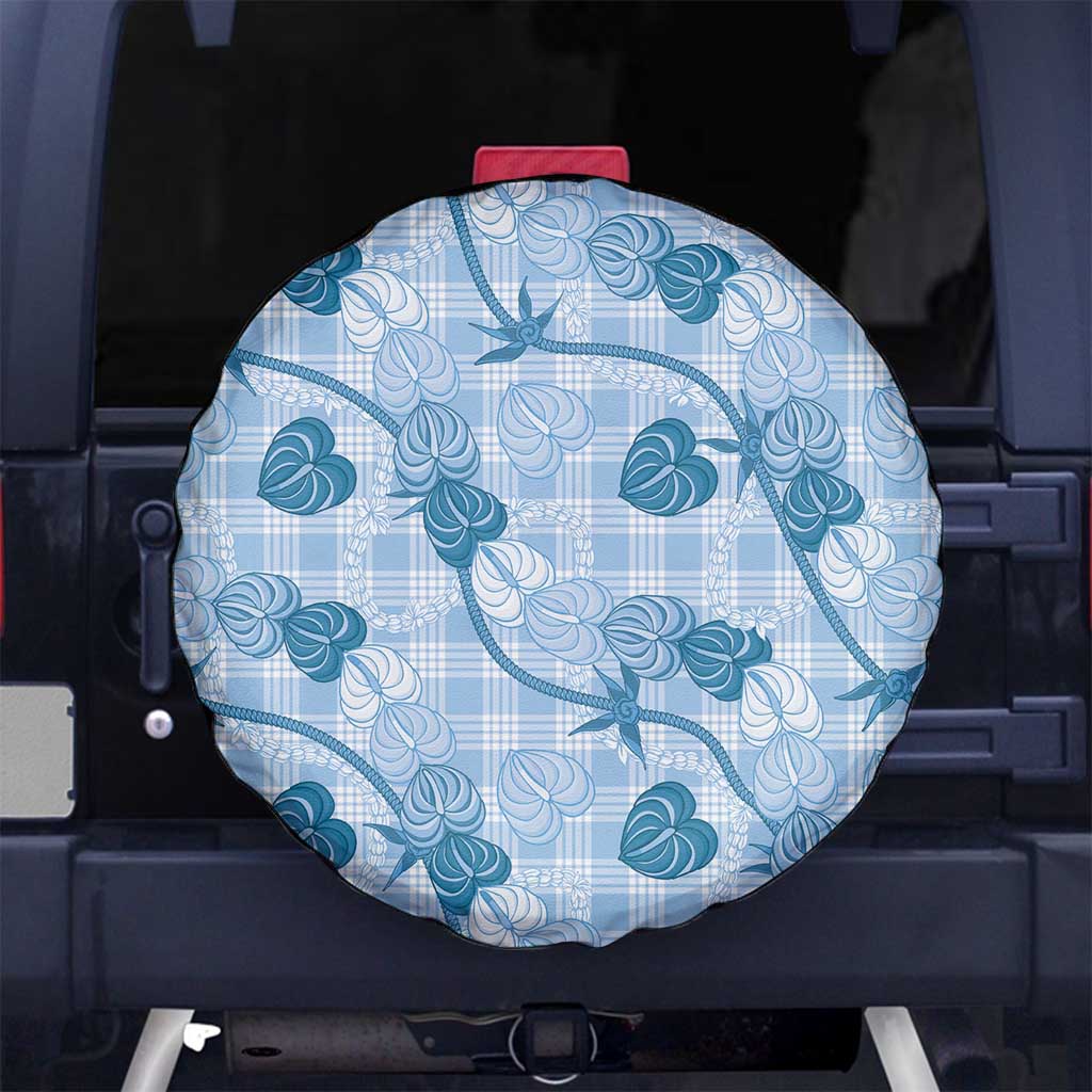 Anthurium Pikake Ti Leaf Palaka Spare Tire Cover Blue Version LT01 No hole Blue - Polynesian Pride