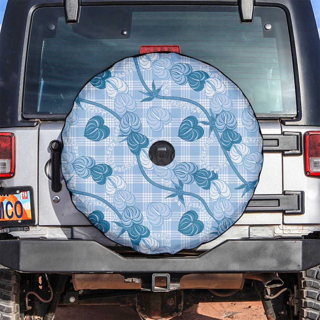 Anthurium Pikake Ti Leaf Palaka Spare Tire Cover Blue Version LT01 Blue - Polynesian Pride