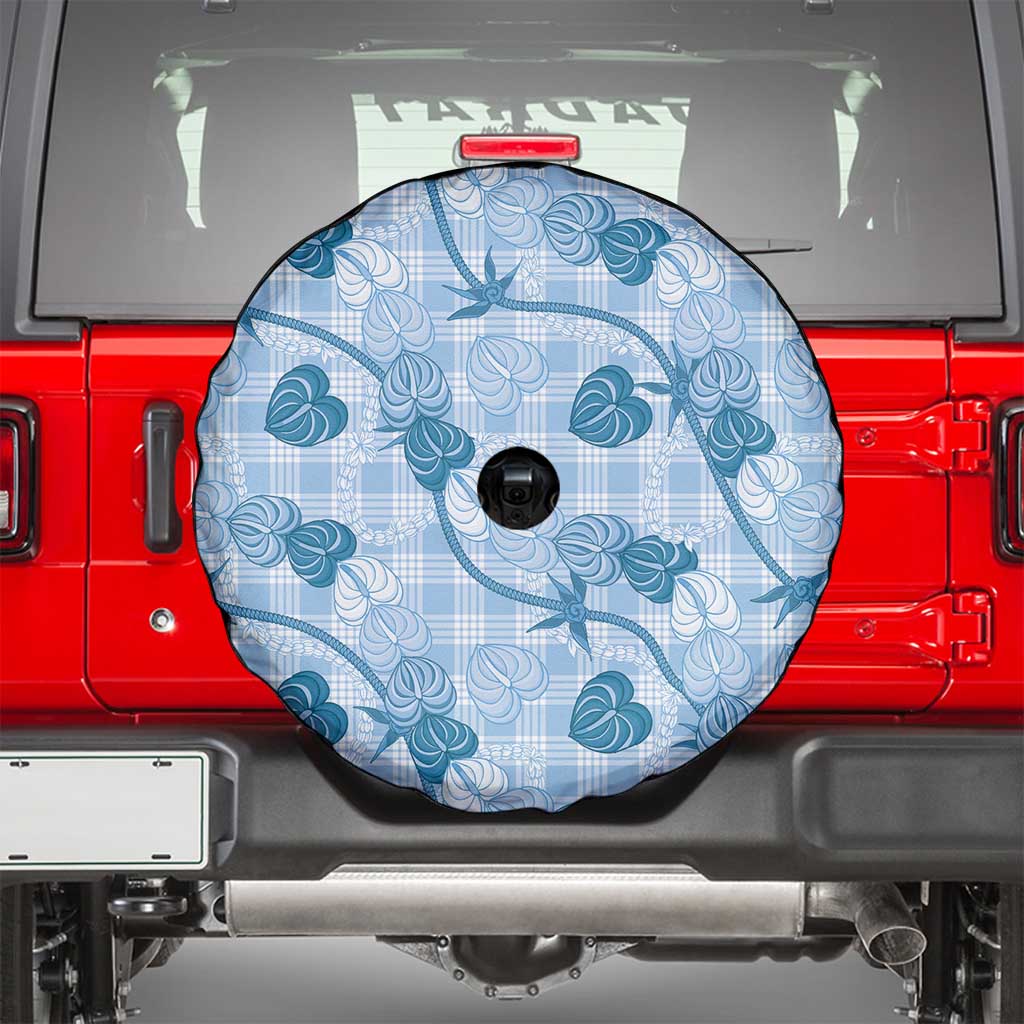 Anthurium Pikake Ti Leaf Palaka Spare Tire Cover Blue Version LT01 - Polynesian Pride