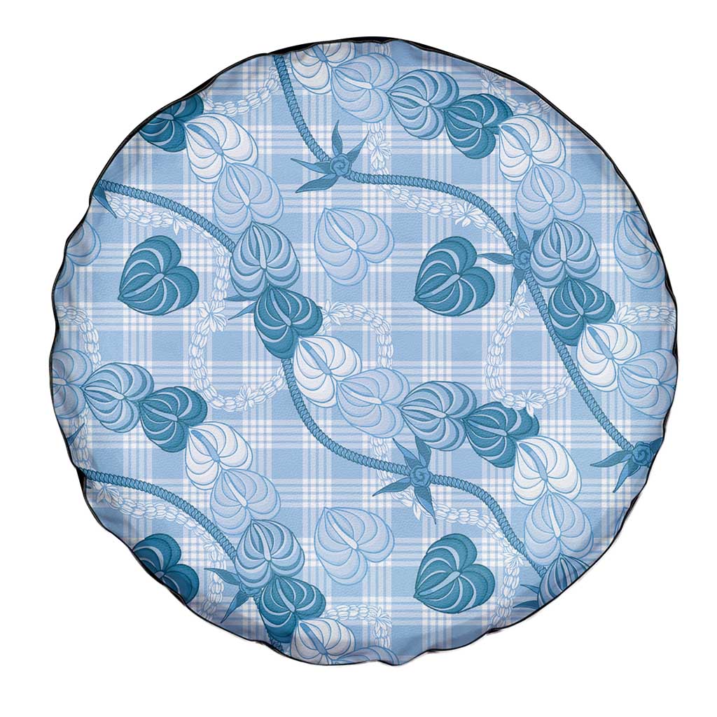 Anthurium Pikake Ti Leaf Palaka Spare Tire Cover Blue Version LT01 - Polynesian Pride