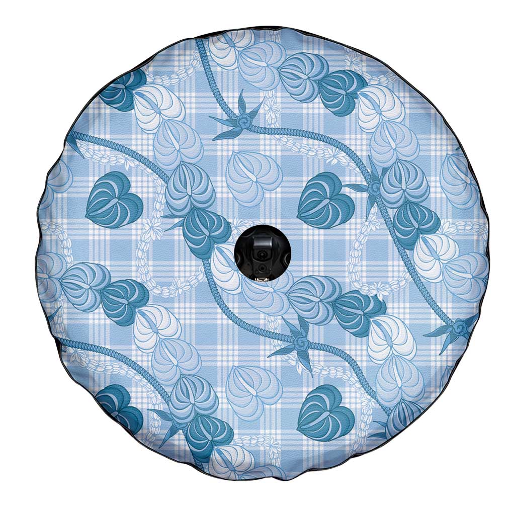 Anthurium Pikake Ti Leaf Palaka Spare Tire Cover Blue Version LT01 - Polynesian Pride
