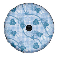 Anthurium Pikake Ti Leaf Palaka Spare Tire Cover Blue Version LT01 - Polynesian Pride