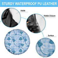 Anthurium Pikake Ti Leaf Palaka Spare Tire Cover Blue Version LT01 - Polynesian Pride