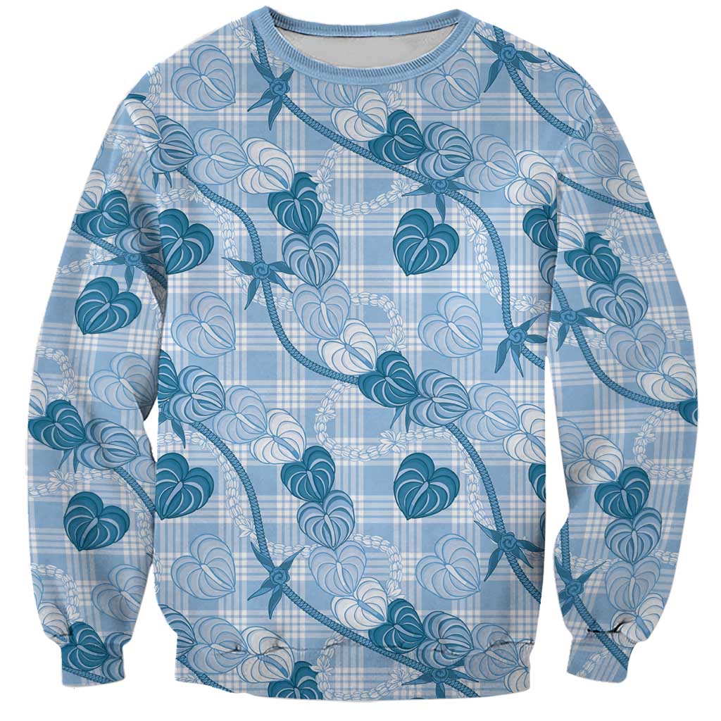 Anthurium Pikake Ti Leaf Palaka Sweatshirt Blue Version