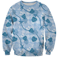 Anthurium Pikake Ti Leaf Palaka Sweatshirt Blue Version