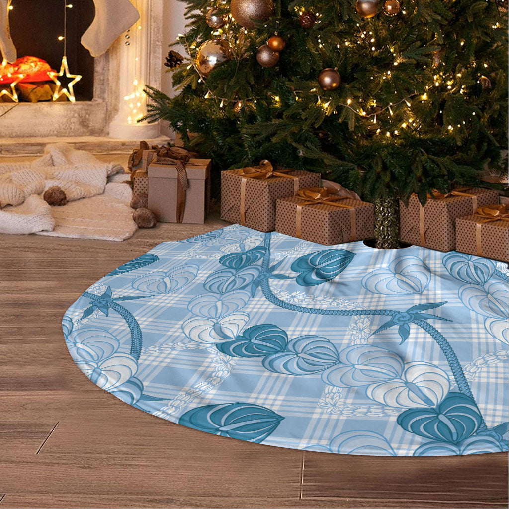 Anthurium Pikake Ti Leaf Palaka Tree Skirt Blue Version LT01 - Polynesian Pride