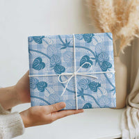 Anthurium Pikake Ti Leaf Palaka Wrapping Paper Blue Version LT01 - Polynesian Pride