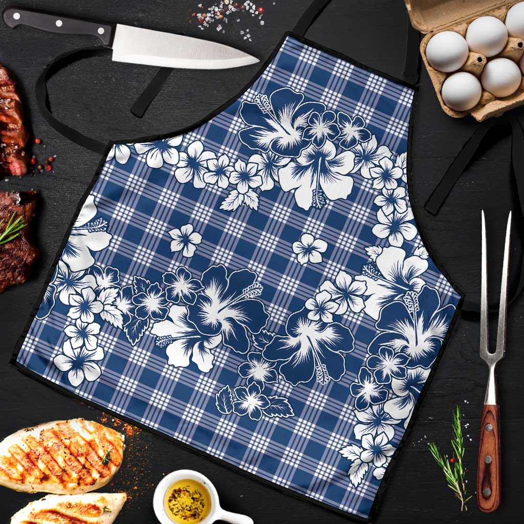 Hibiscus Pakala Cobalt Blue Royal Apron Tropical Floral Stylized - Polynesian Pride