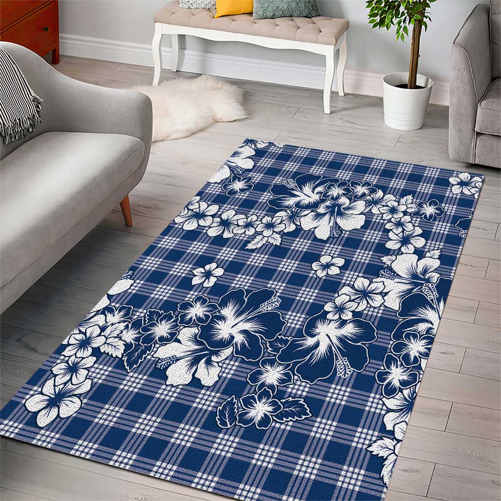 Hibiscus Pakala Cobalt Blue Royal Area Rug Tropical Floral Stylized - Polynesian Pride