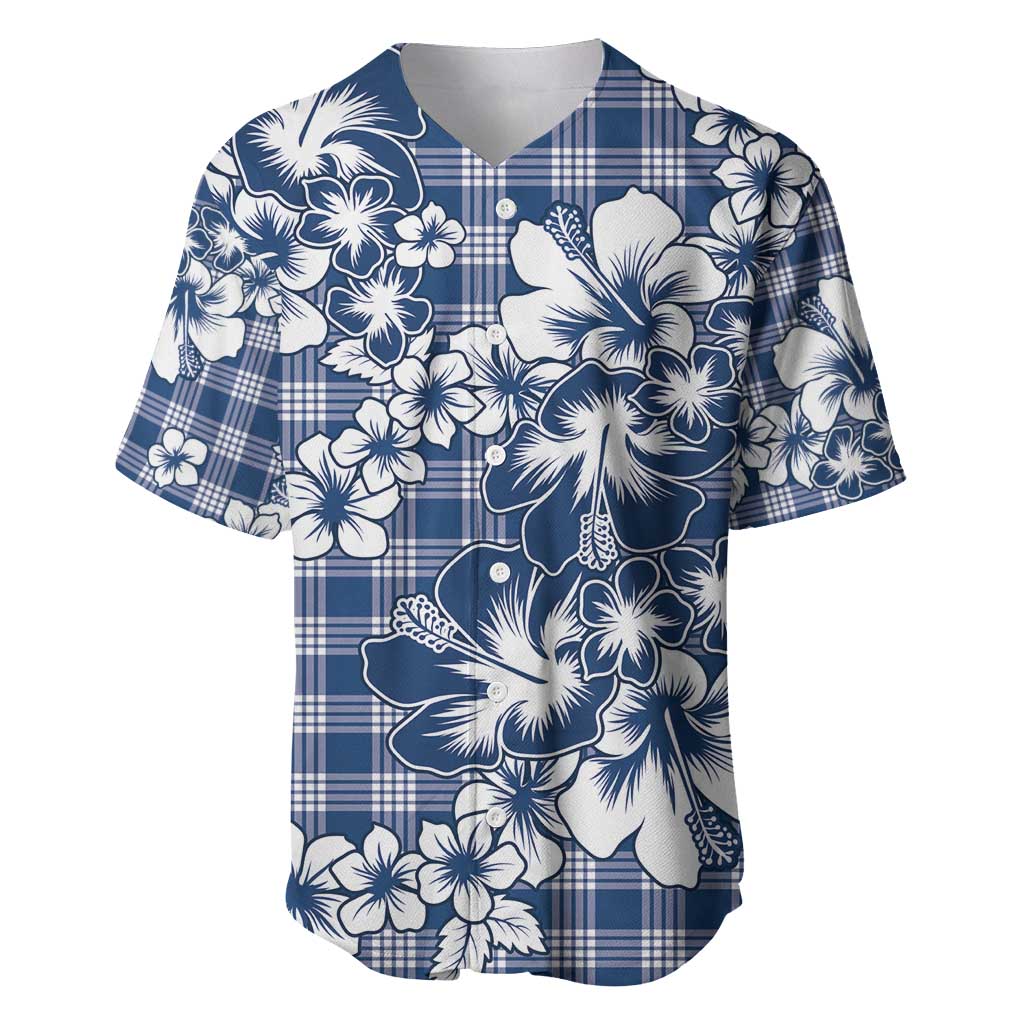 Hibiscus Pakala Cobalt Blue Royal Baseball Jersey Tropical Floral Stylized - Polynesian Pride